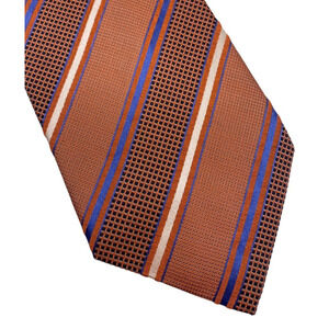 Tom James Tie Necktie Adult Mens Silk Orange Blue White Black Stripe Textured